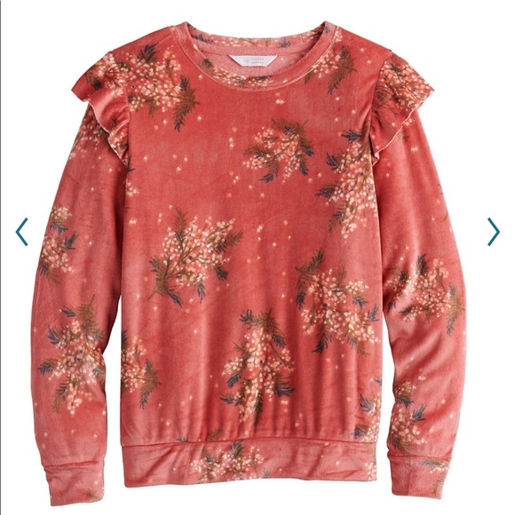 LC Lauren Conrad Ruffle Shoulder Sweatshirt - Picture 2 of 2